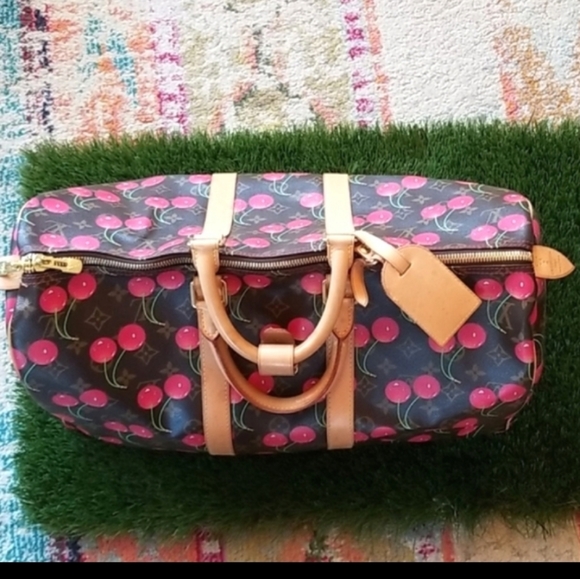 Auth LOUIS VUITTON Speedy 45 Carry On Travel LV Cherries Cerises Duffle Hand Bag - Picture 5 of 16